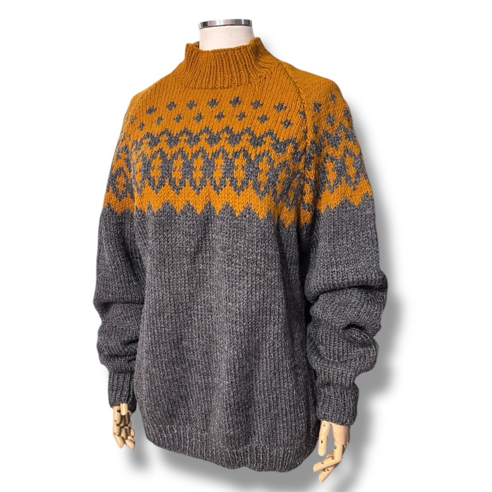 HANDMADE Knit Mock Neck Sweater Icelandic Lopapeysa Style